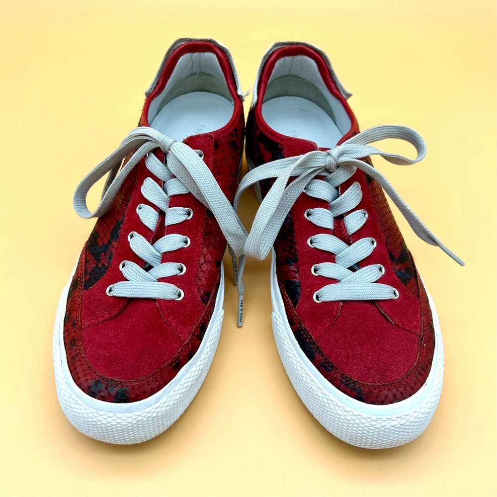 Rag & Bone - Snakeskin Red & Black Low Top Sneakers